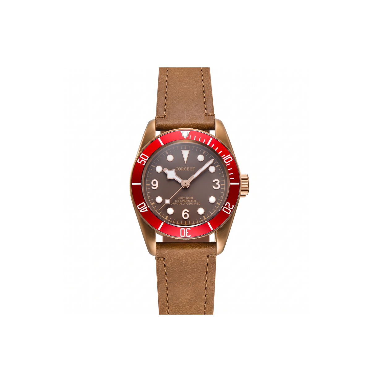 Corgeut Thornton Bronze Brown Dial / Red Bezel watch