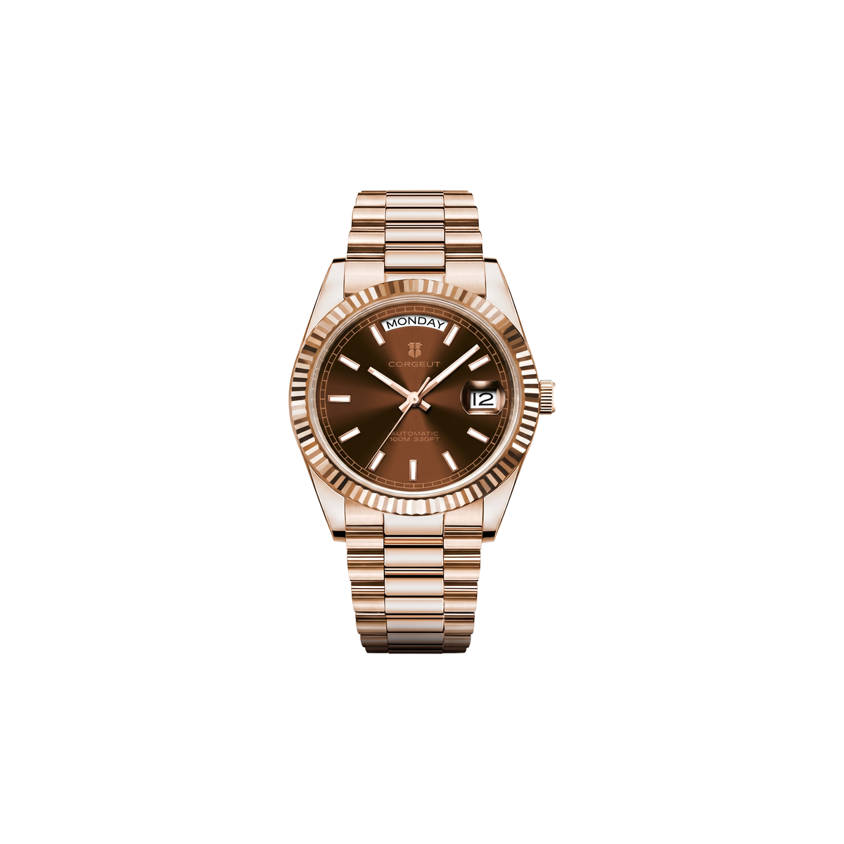 Corgeut Whitmore Day-Date Brown / Rose Gold watch
