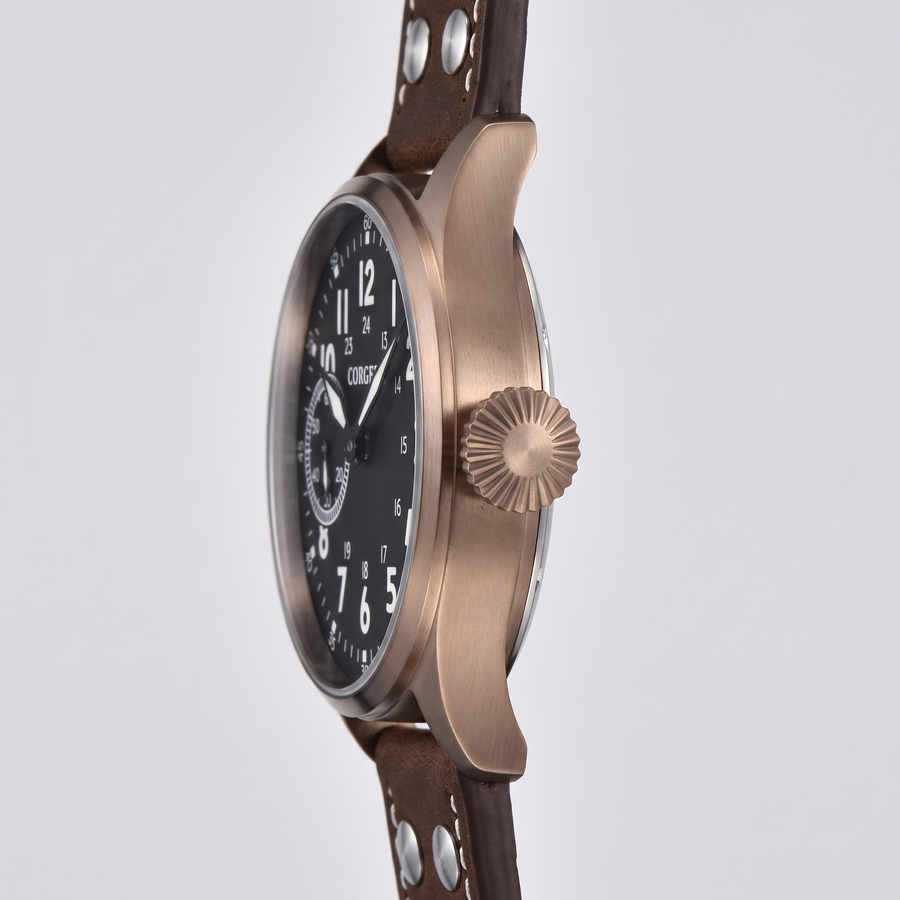 Corgeut Bexley Pilot 44mm watch detail