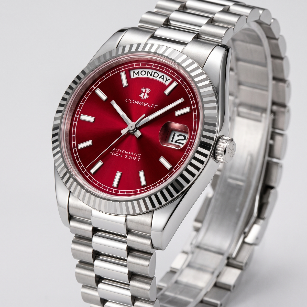 Corgeut Whitmore Day-Date 36/39mm watch detail