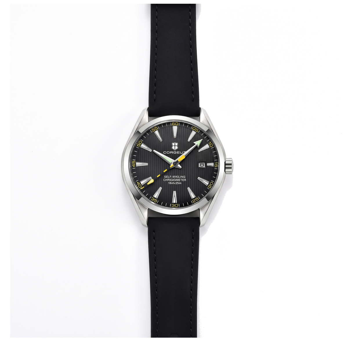 Corgeut Calder Automatic Black & Yellow / Black Rubber watch