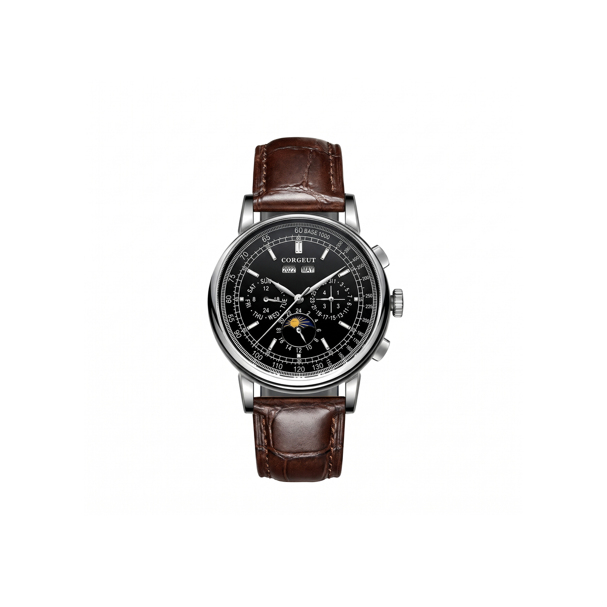 Corgeut Ellery Moonphase Black / Steel watch