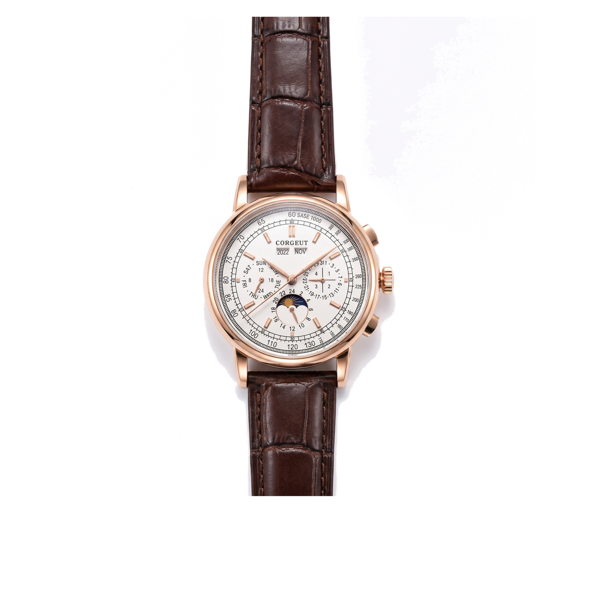 Corgeut Ellery Moonphase White / Rose Gold watch