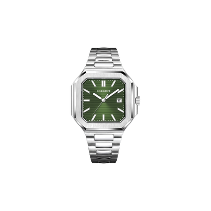 Corgeut Hollis Square Green / Steel watch