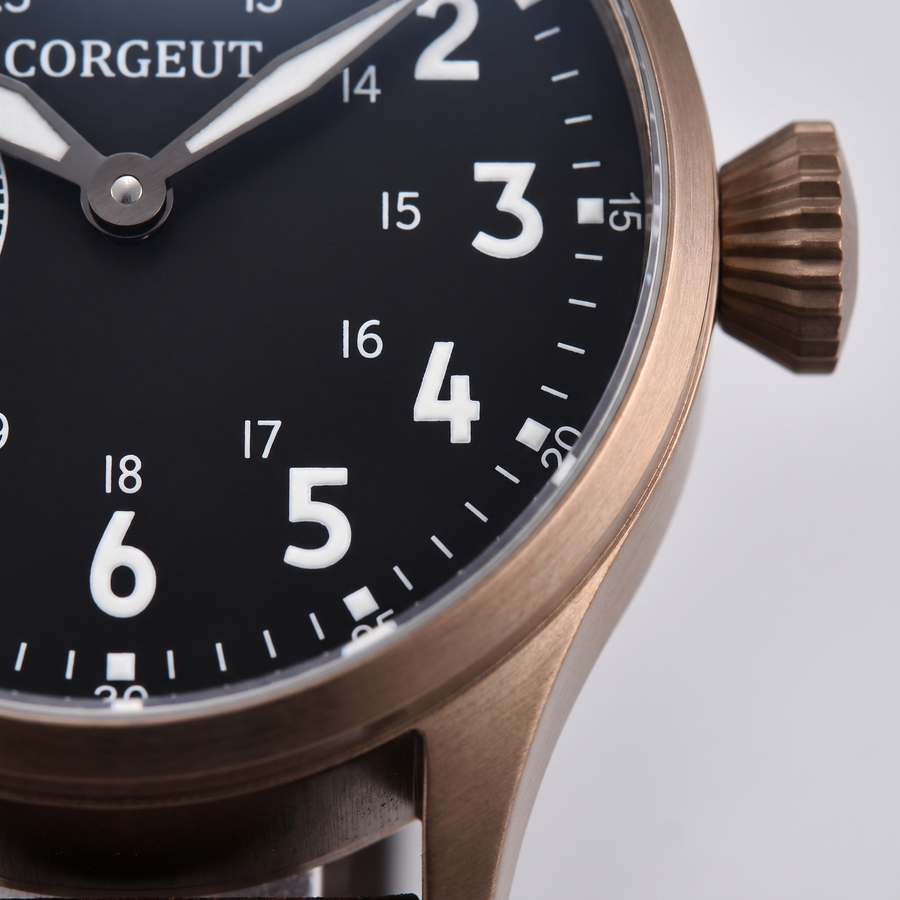 Corgeut Bexley Pilot 44mm watch detail