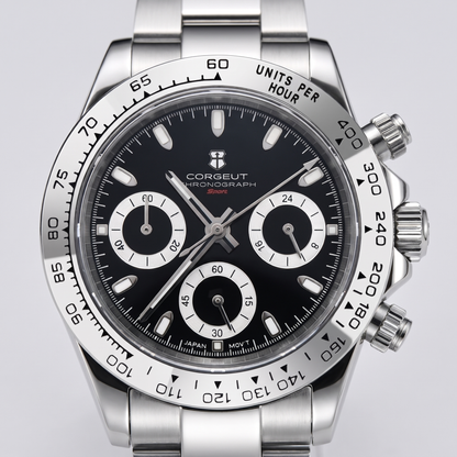 Corgeut Brooks Chronograph watch detail