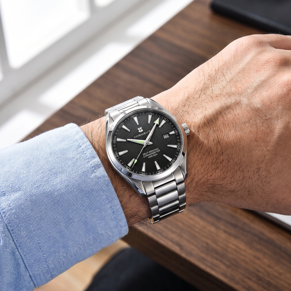 Corgeut Calder Automatic on the wrist