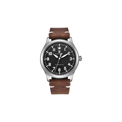 Corgeut hawthorne-pilot-42mm Steel / White Numerals, Brown Strap watch