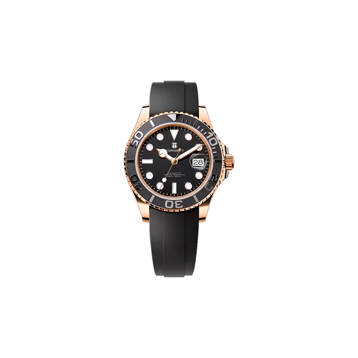 Corgeut seaton-automatic-40mm Black / Rose Gold, Rubber Strap watch